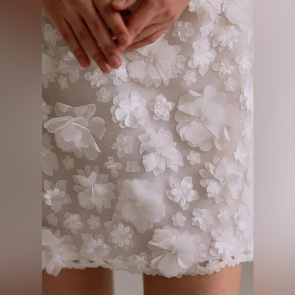 3D Flower Short Spaghetti Strap Party Gown A-line Tulle Homecoming Dress - Picture 4 of 11